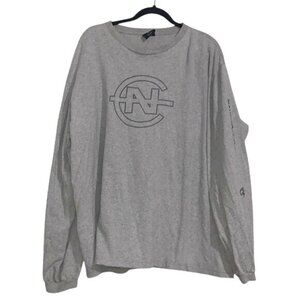 Nautica Competition Gray Long Sleeve Shirt XXL 100% Cotton Crewneck Casual Mens